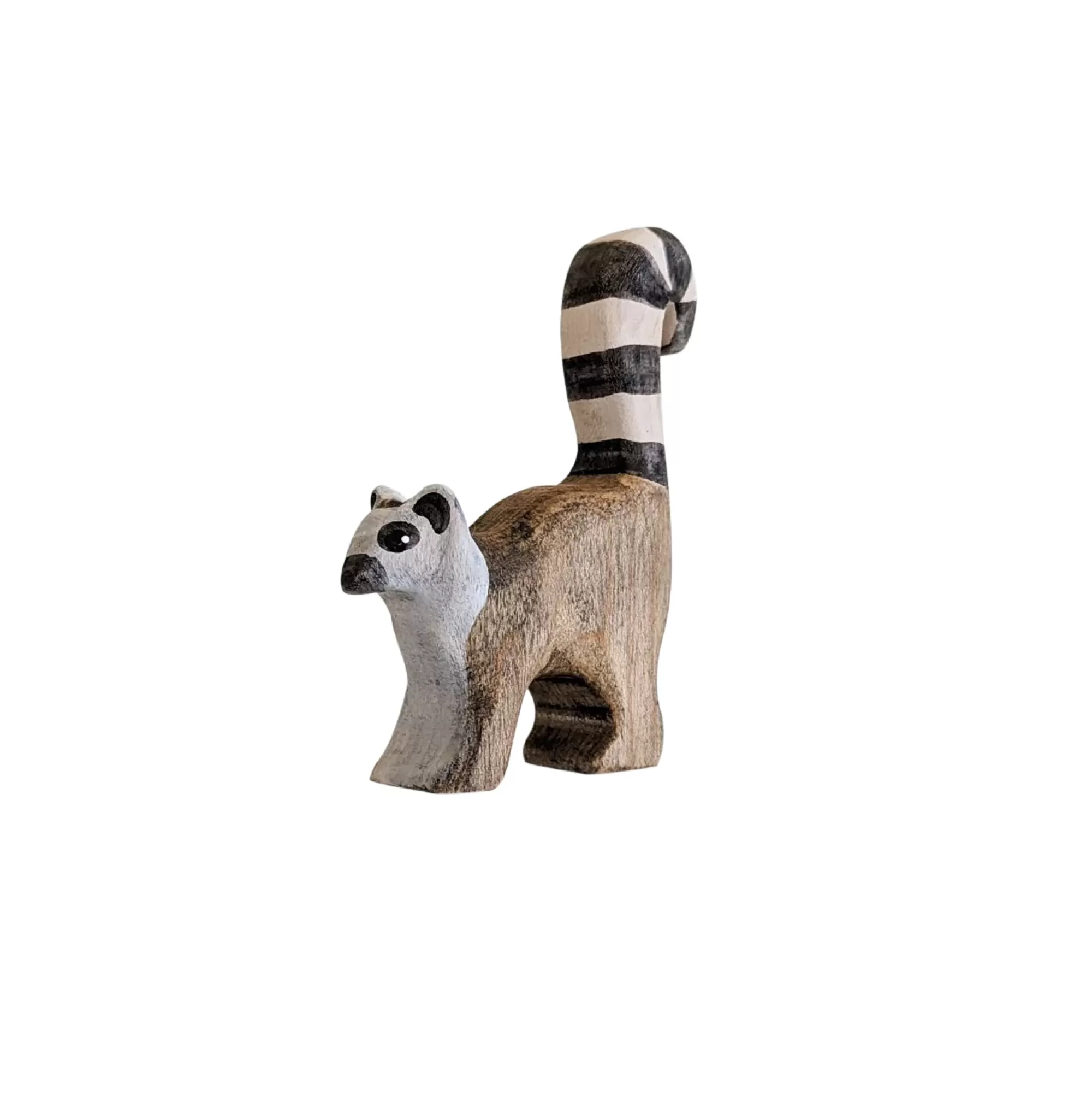 NOM Handcrafted Waldorf Inspired-Wooden Ring Tailed Lemur - Tail Backward