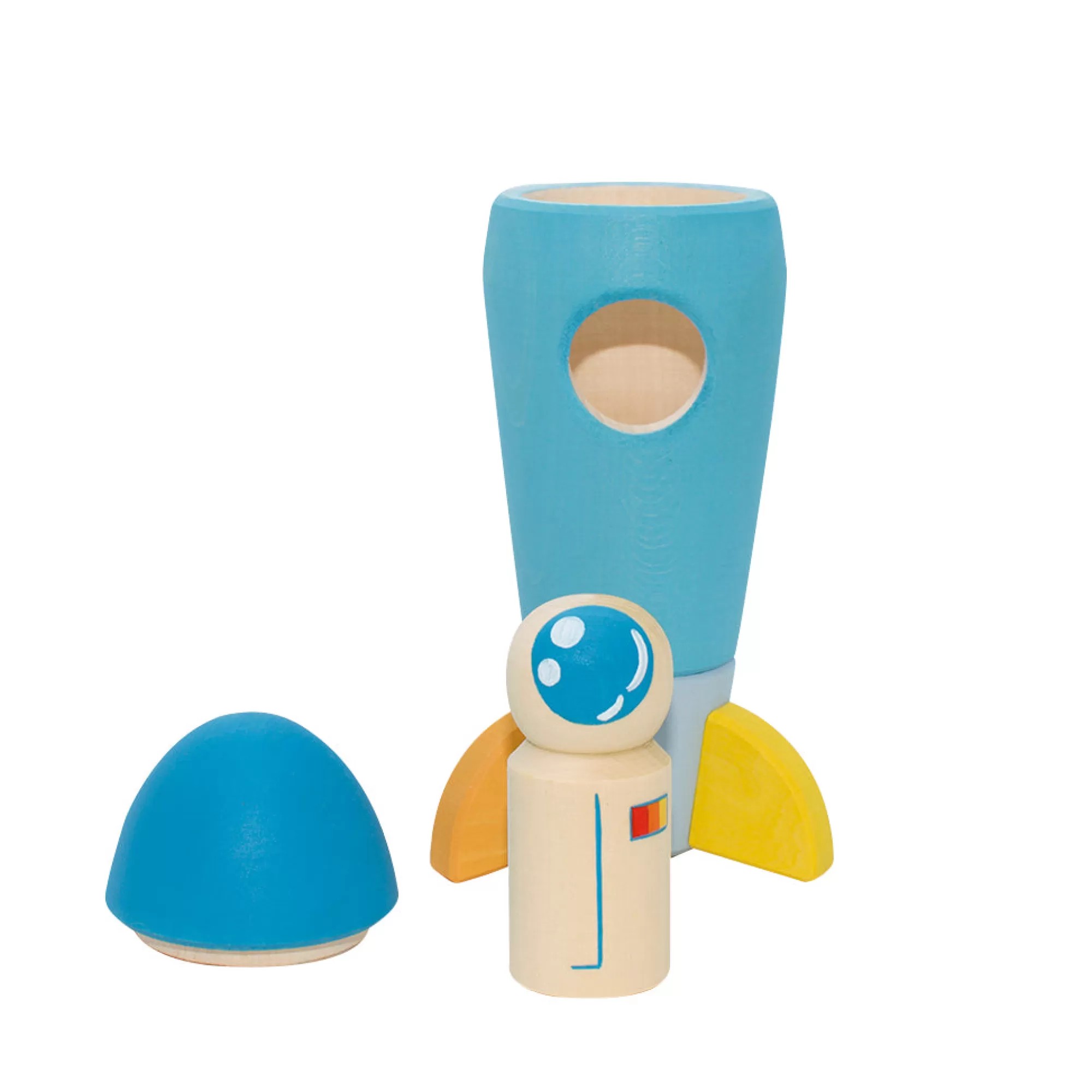 Wooden Educational Toy Montessori Toys-Wooden Rocket With Astronaut - Pastel