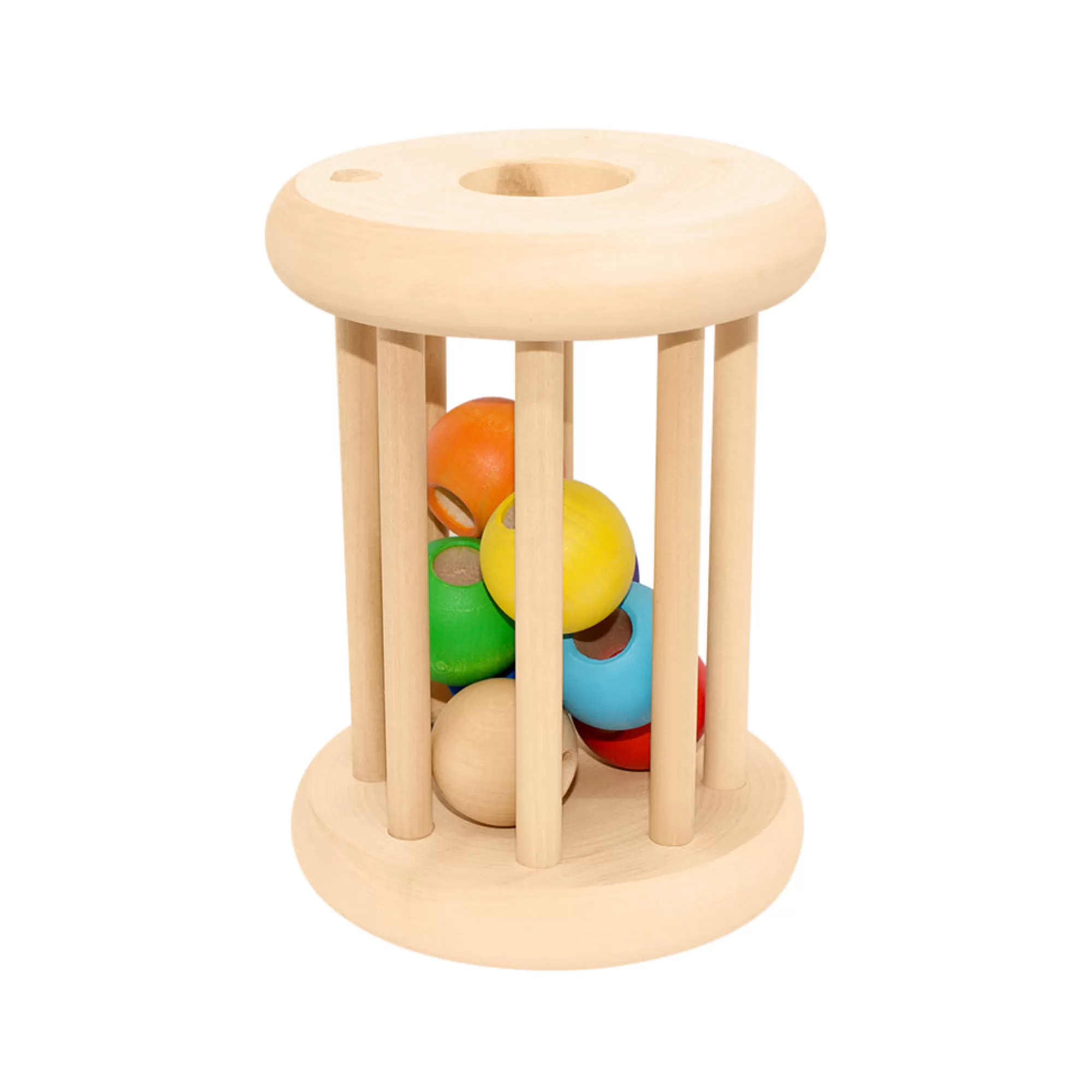 Wooden Educational Toy Lacing Toys-Wooden Rolling & Lacing Toy - Rainbow