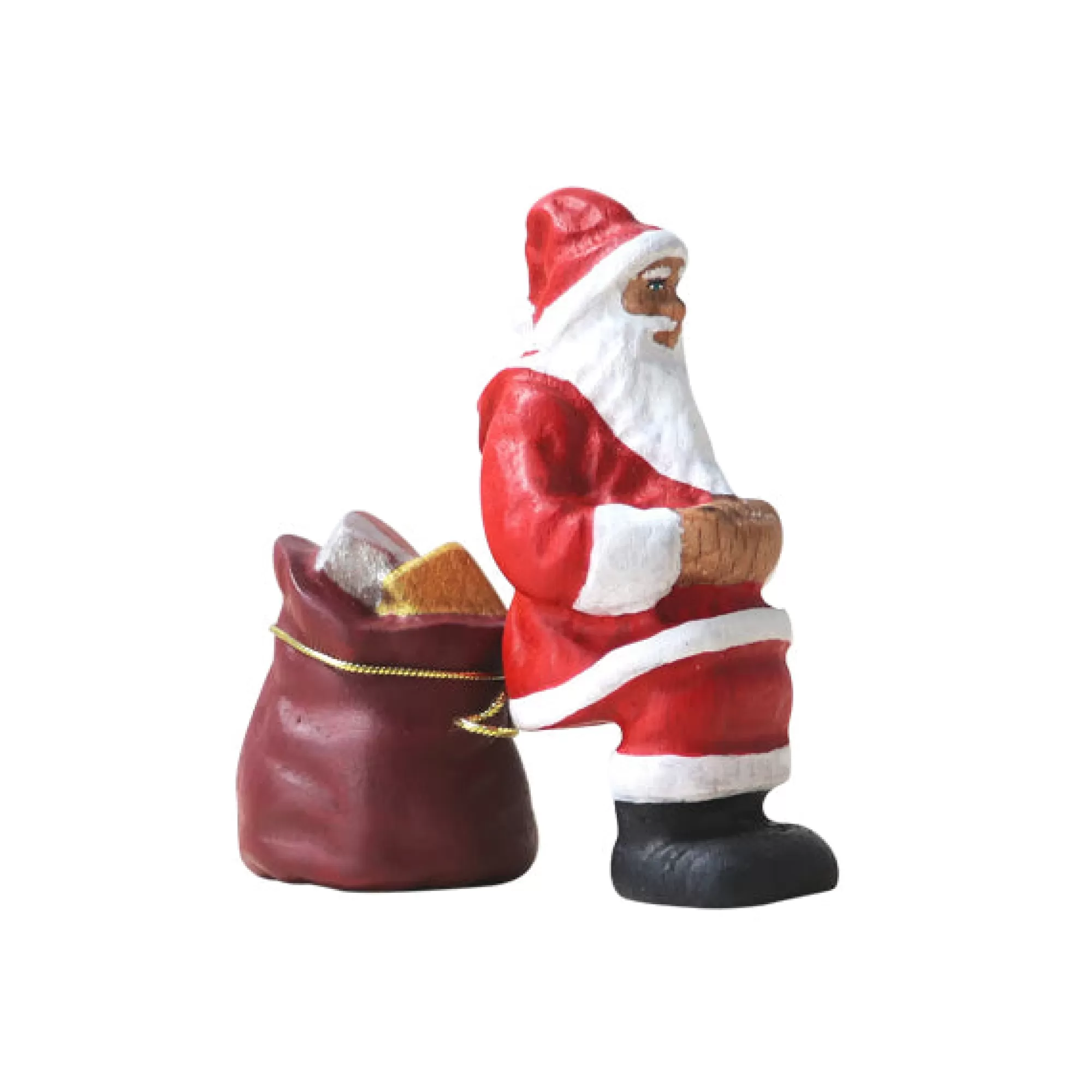 Noelino Toys Stories & Tales-Wooden Santa Sitting With Gift Bag