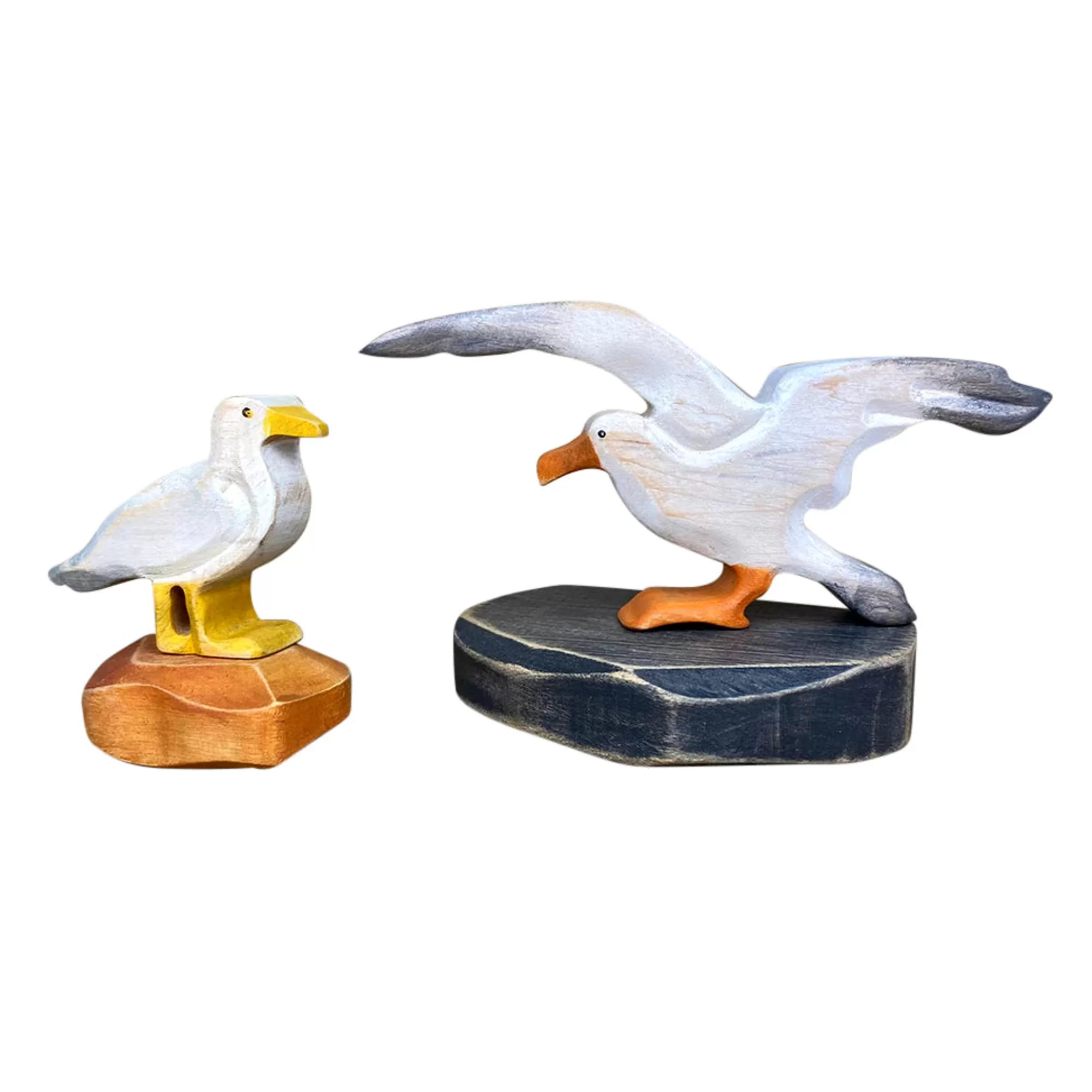 Green Taiga Sea Animals-Wooden Sea Birds - Set Of 2