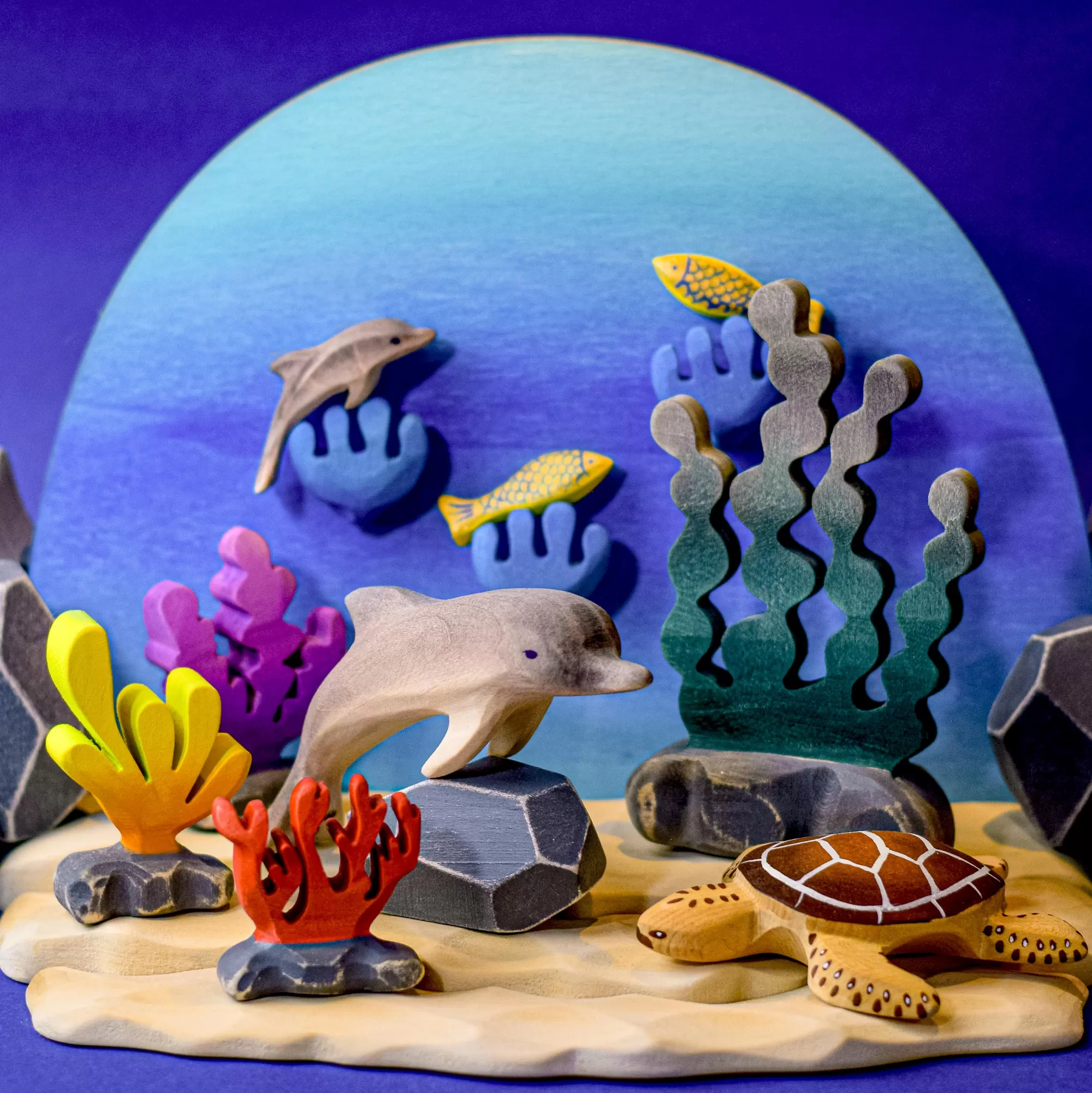 Bumbu Toys Sea Animals-Wooden Seabed Set