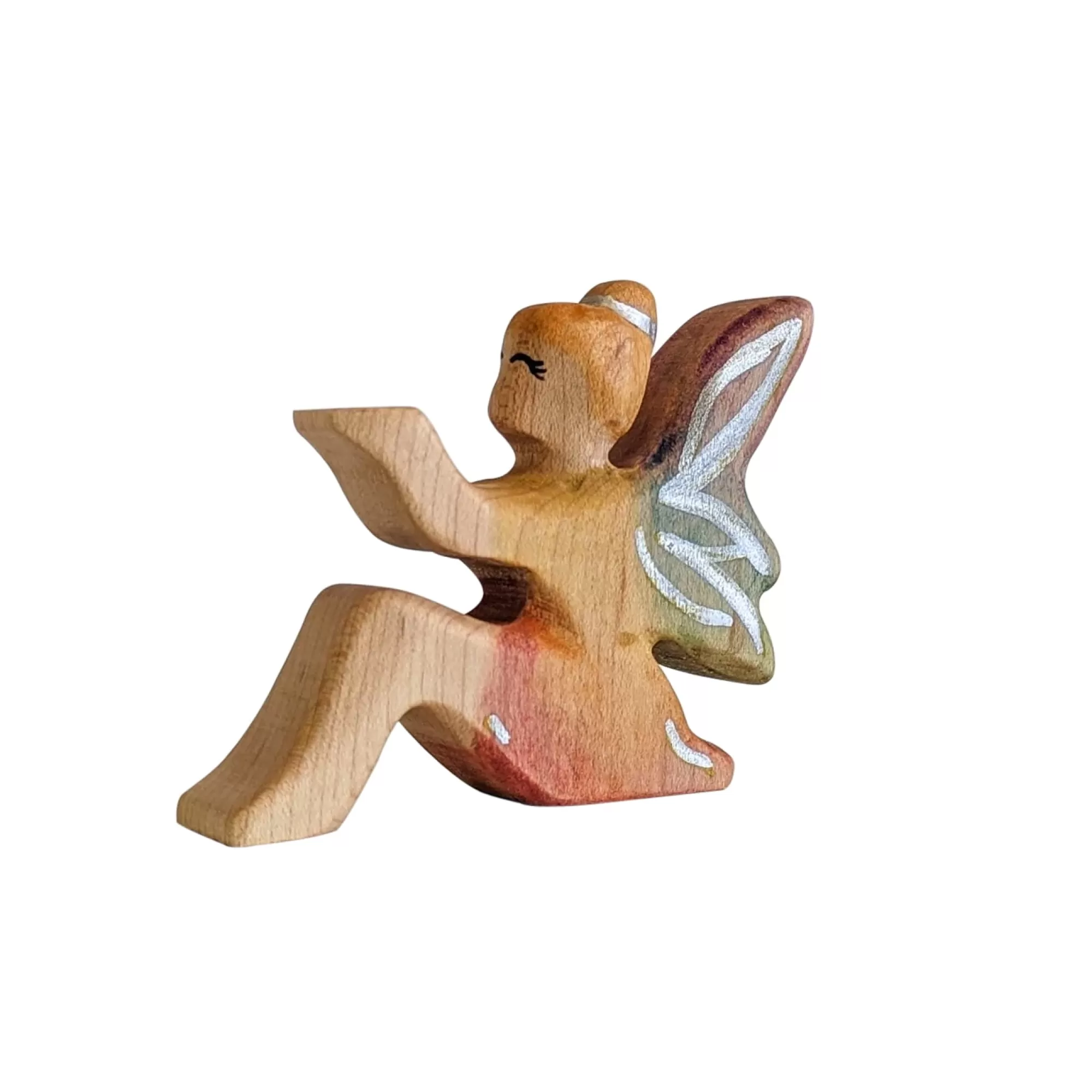 NOM Handcrafted Waldorf Inspired-Wooden Sitting Fairy - Light