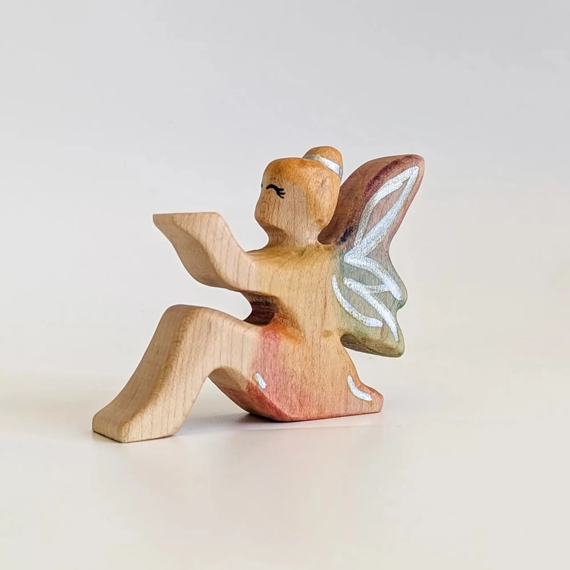 NOM Handcrafted Waldorf Inspired-Wooden Sitting Fairy - Light