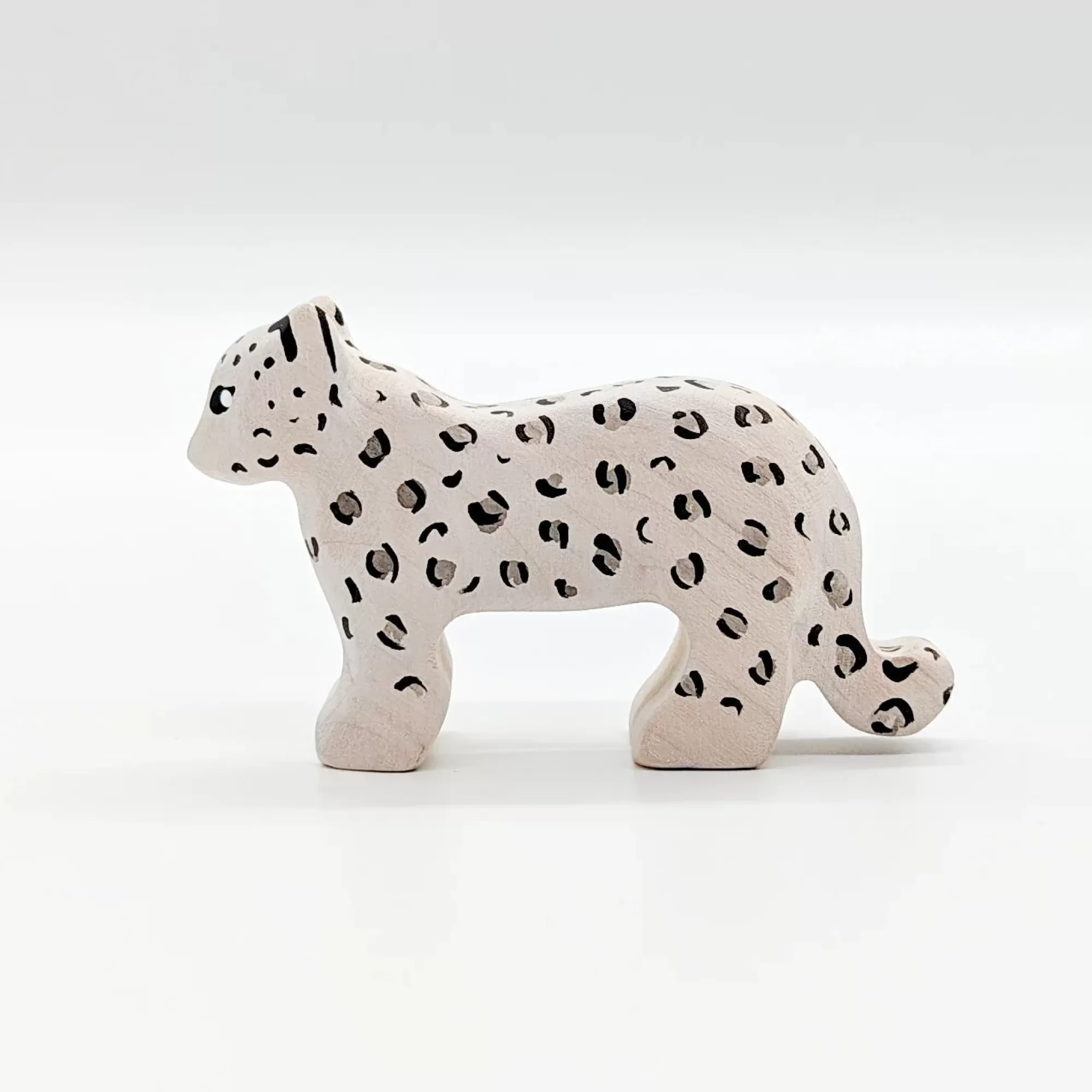 NOM Handcrafted Waldorf Inspired-Wooden Snow Leopard - Cub