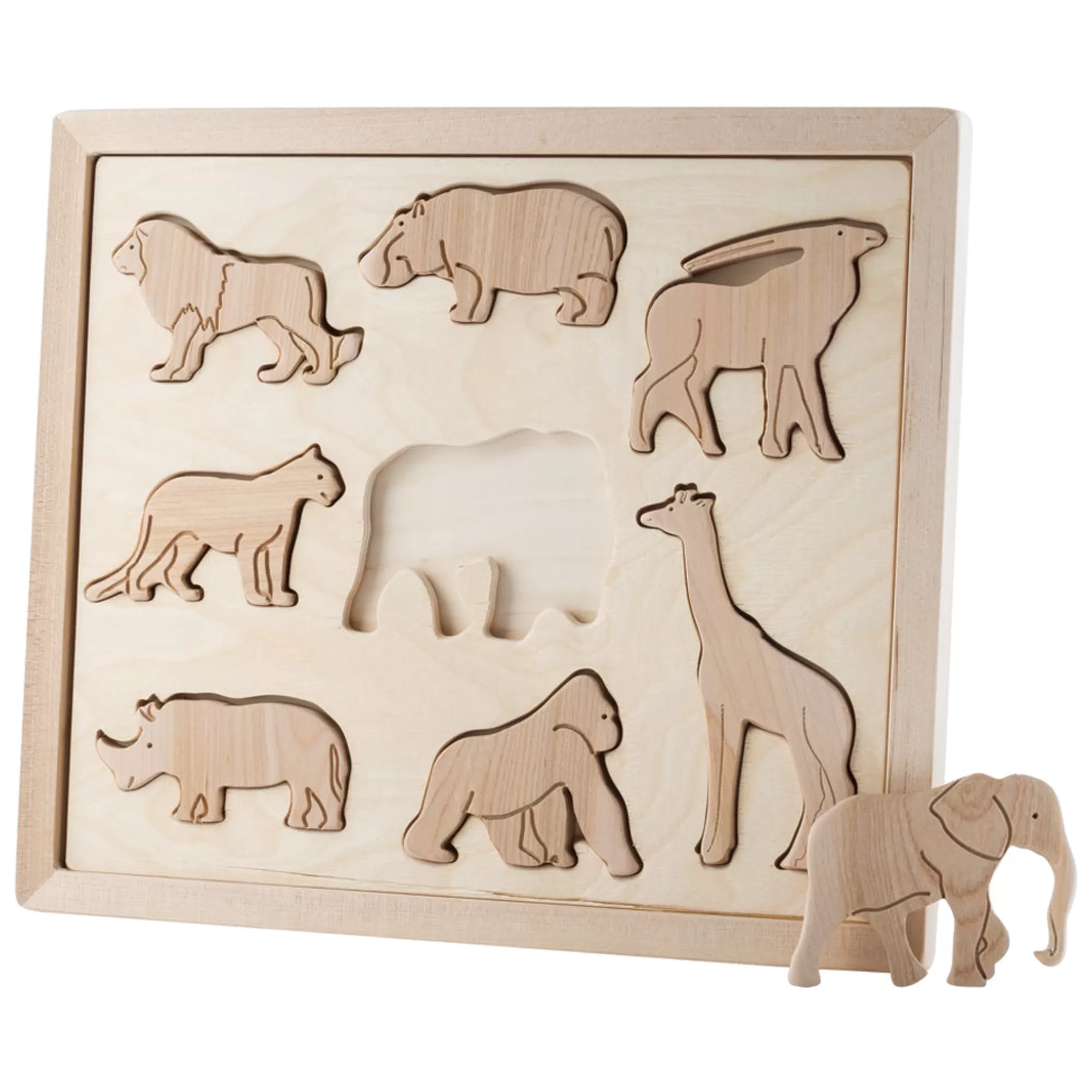 Kubi Dubi Montessori Toys-Wooden Sorting Puzzle - Animals Of Africa