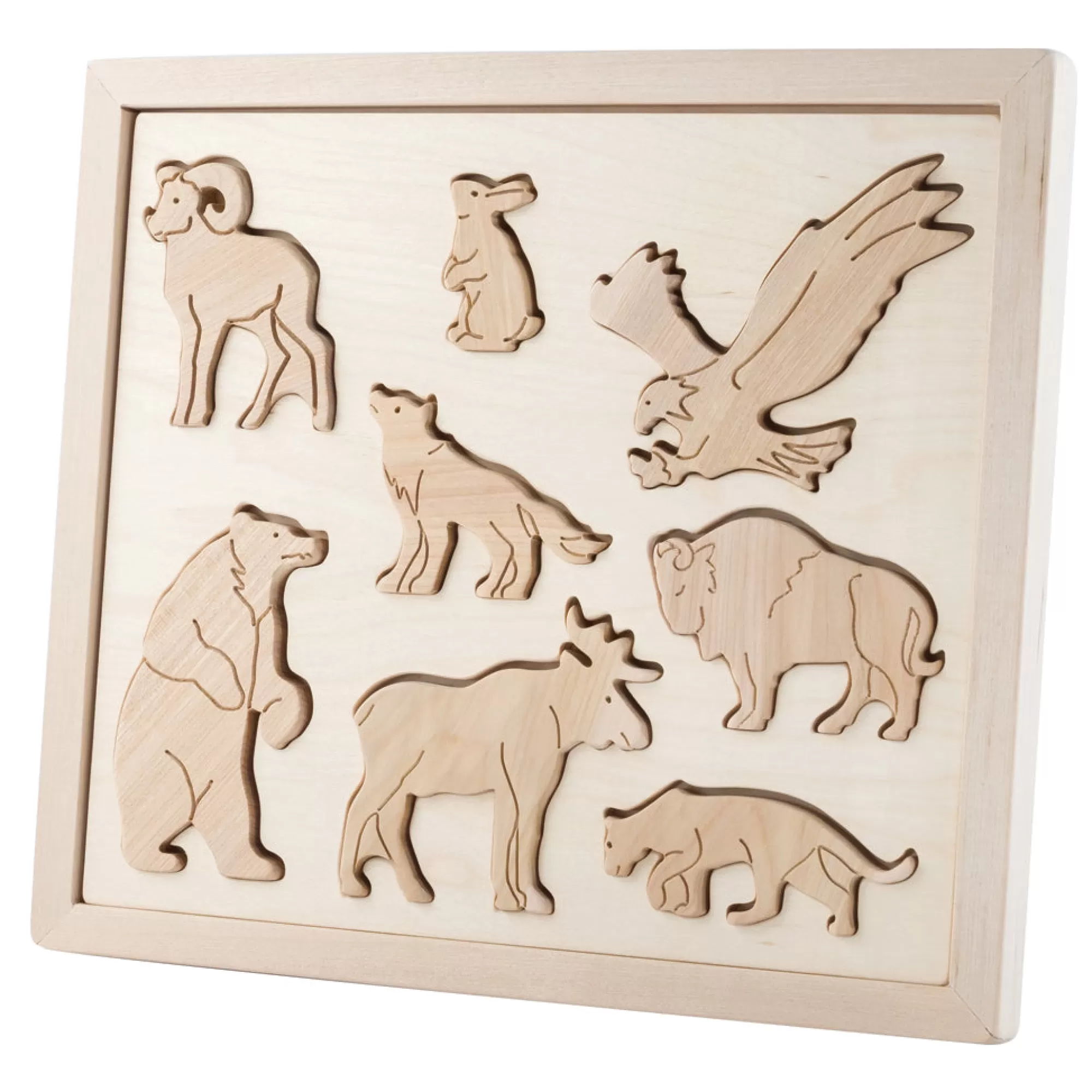 Kubi Dubi Montessori Toys-Wooden Sorting Puzzle - Animals Of North America