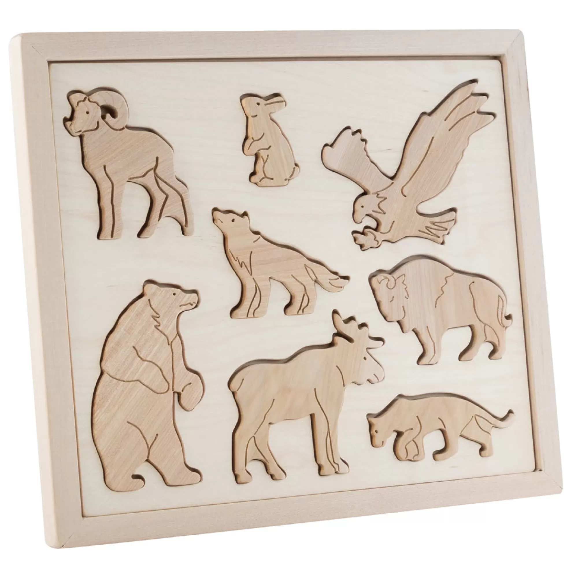 Kubi Dubi Montessori Toys-Wooden Sorting Puzzle - Animals Of North America