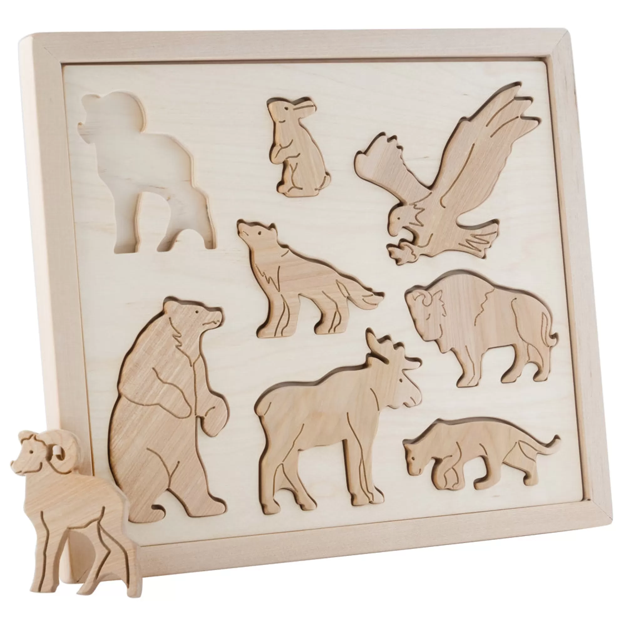 Kubi Dubi Montessori Toys-Wooden Sorting Puzzle - Animals Of North America
