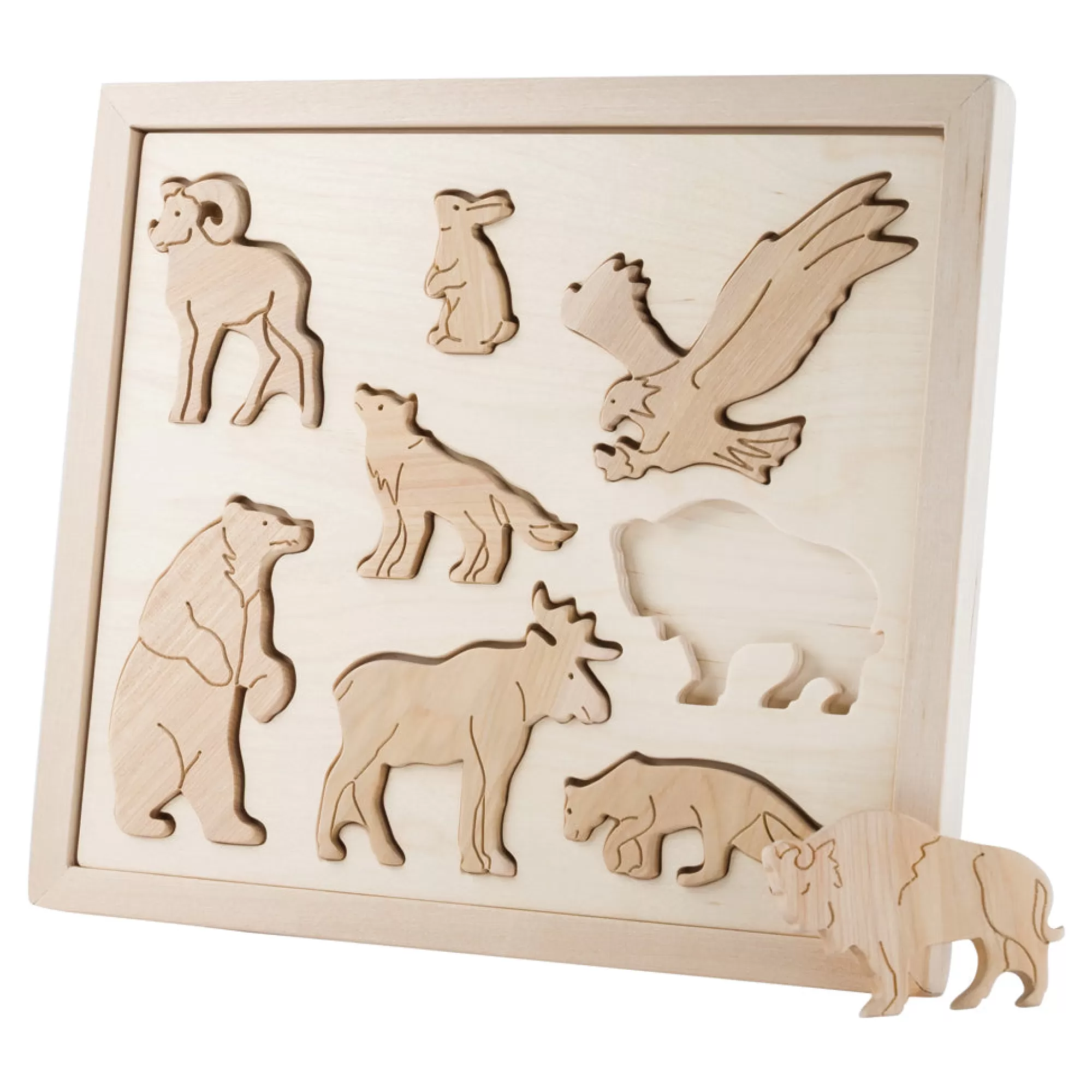 Kubi Dubi Montessori Toys-Wooden Sorting Puzzle - Animals Of North America