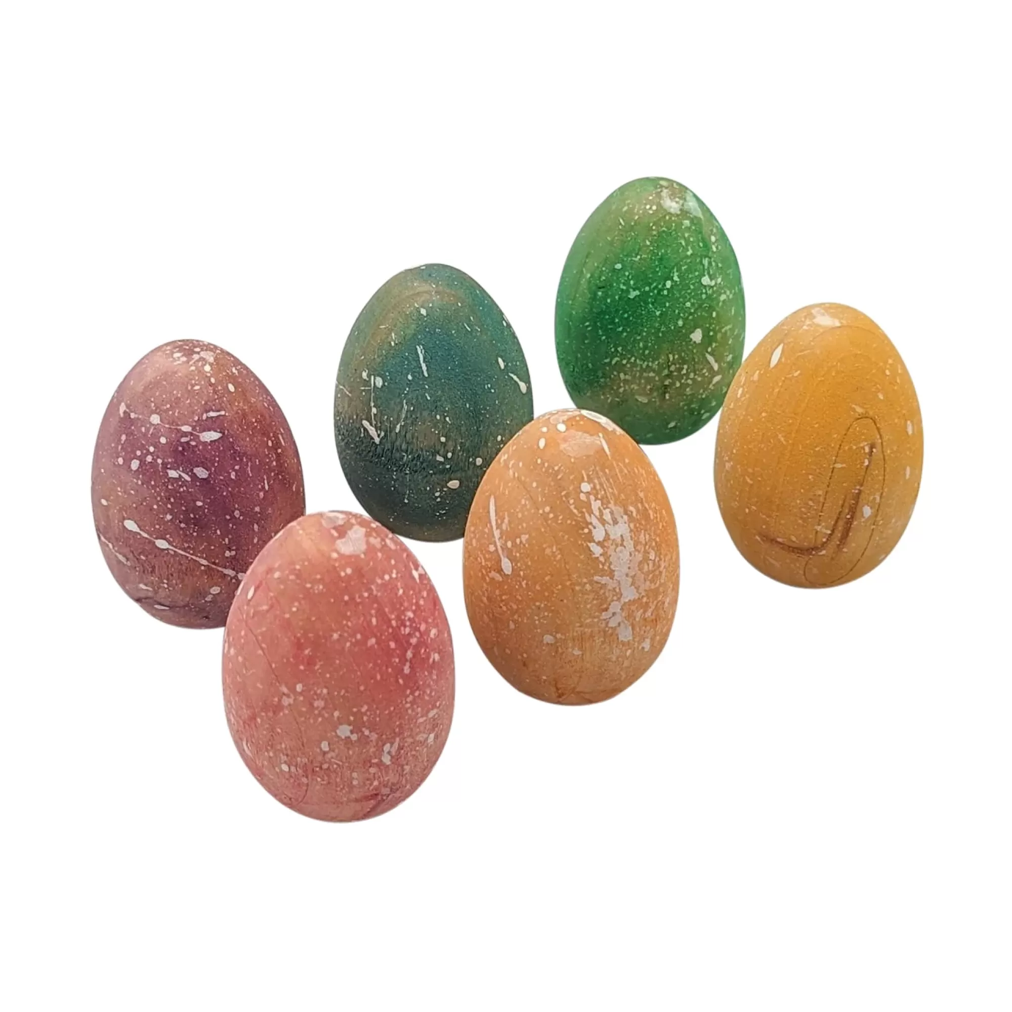 NOM Handcrafted Waldorf Inspired-Wooden Speckled Eggs - Set Of 6