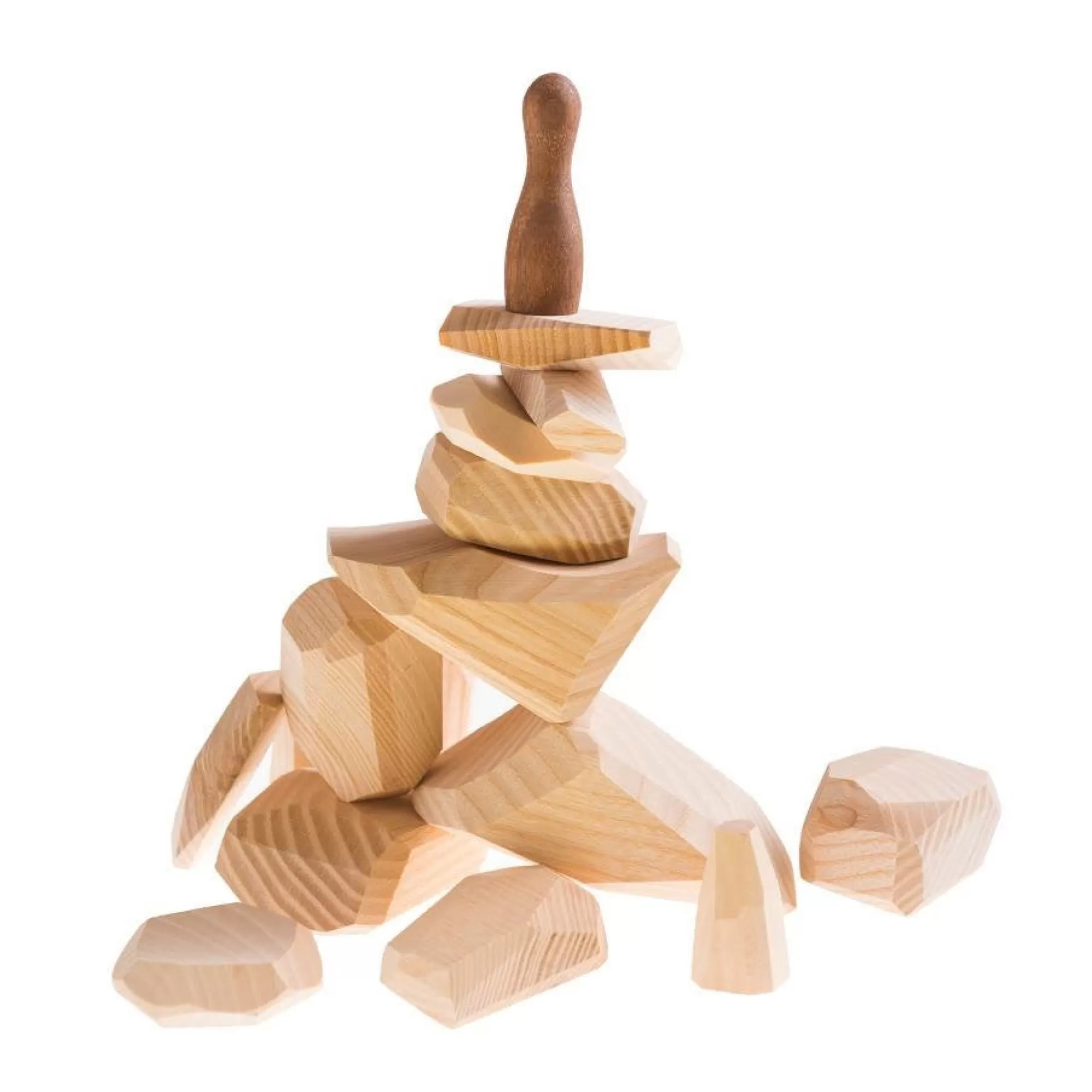 Pislik Toys Balance Games-Wooden Stackable Balancing Rocks - Light