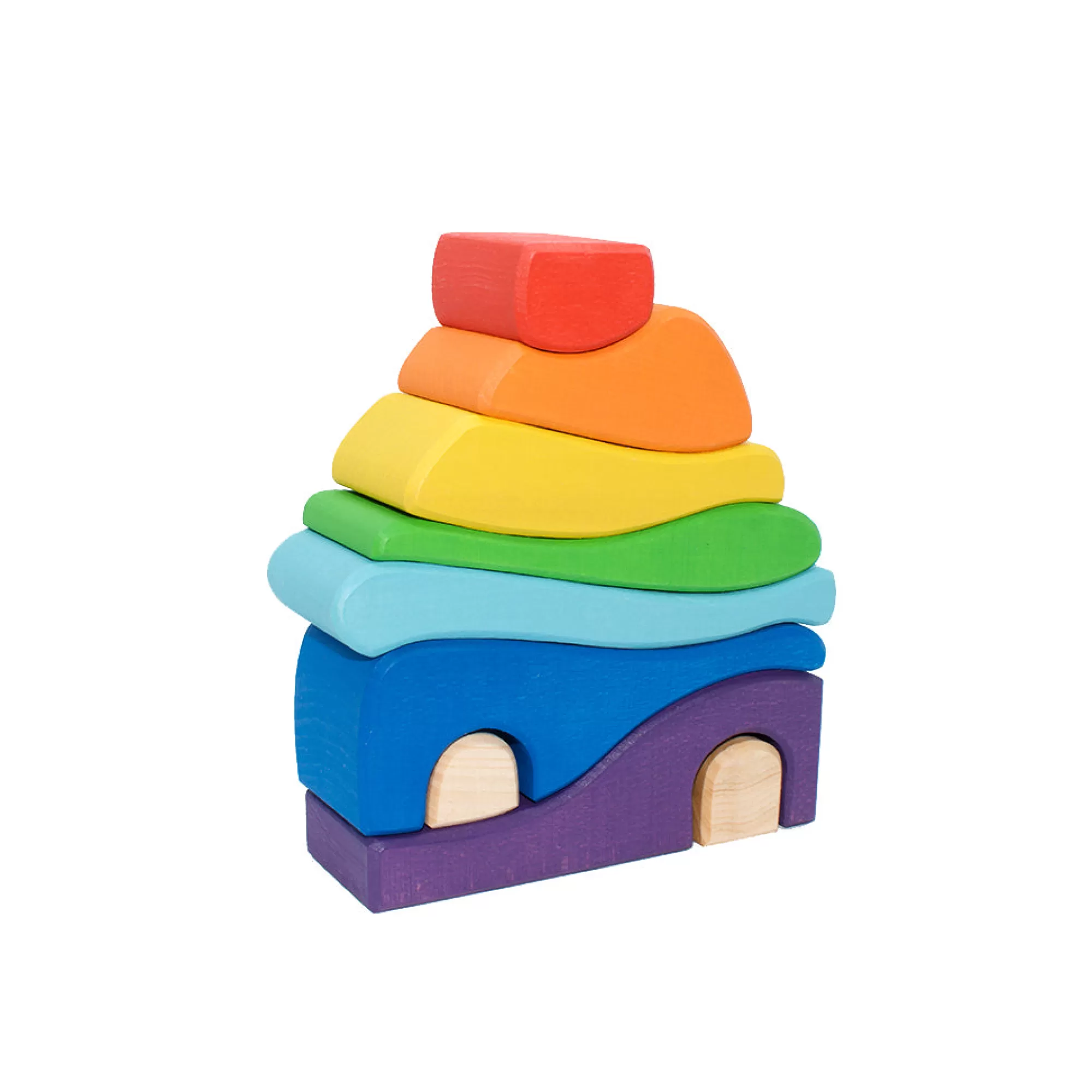 Wooden Educational Toy Arches & Rainbows-Wooden Stacking House - Rainbow