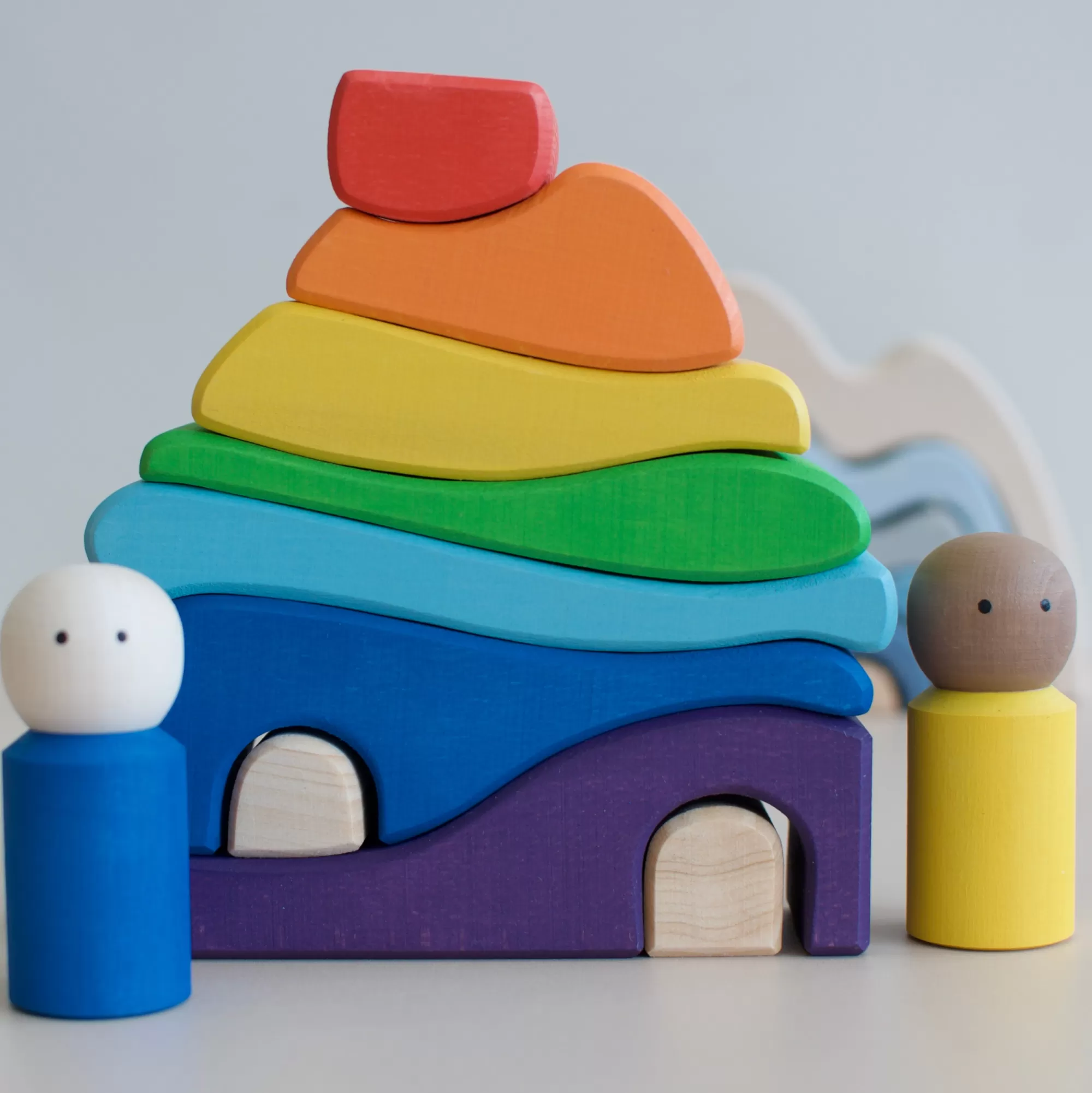 Wooden Educational Toy Arches & Rainbows-Wooden Stacking House - Rainbow