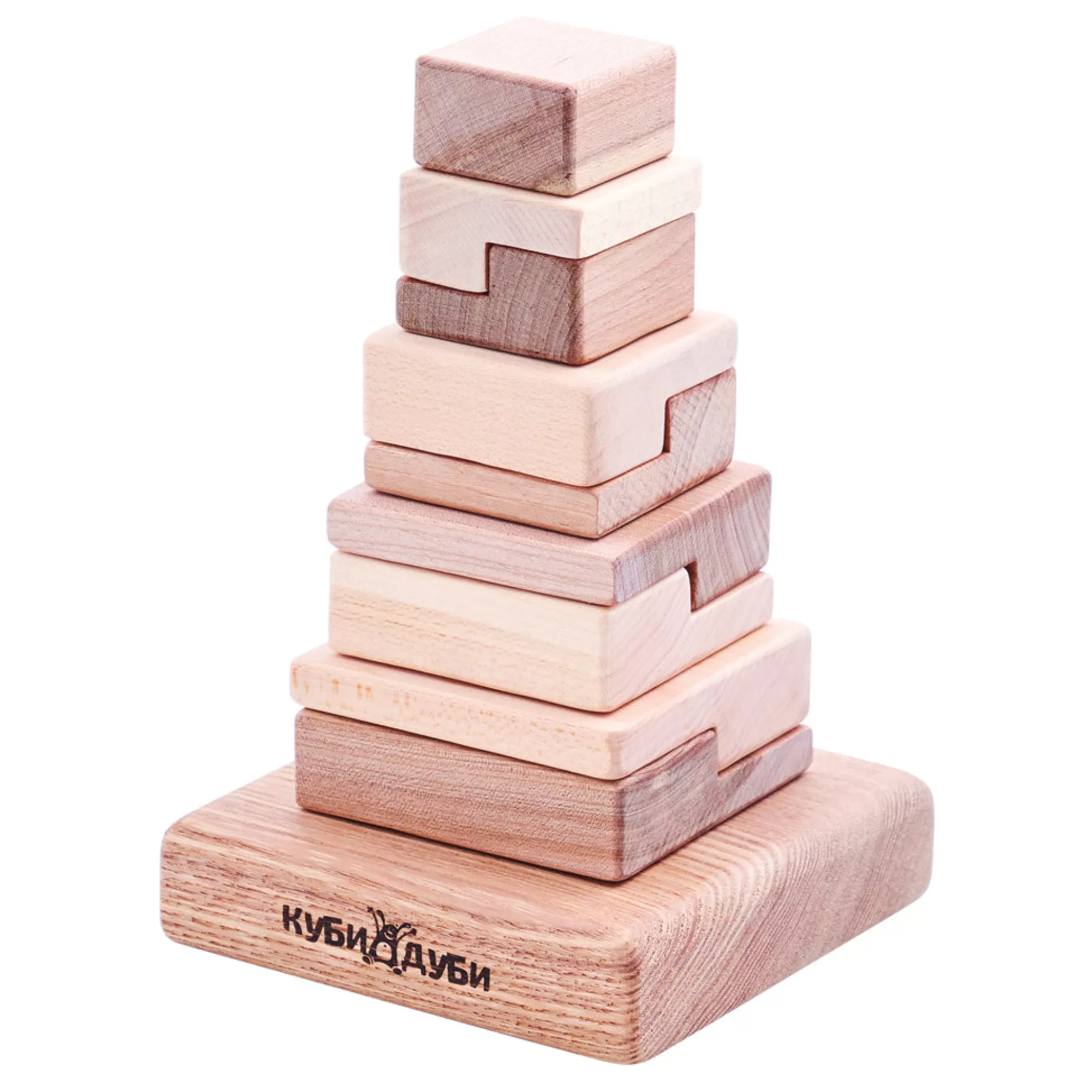 Kubi Dubi Montessori Toys-Wooden Stacking Pyramid - Techno