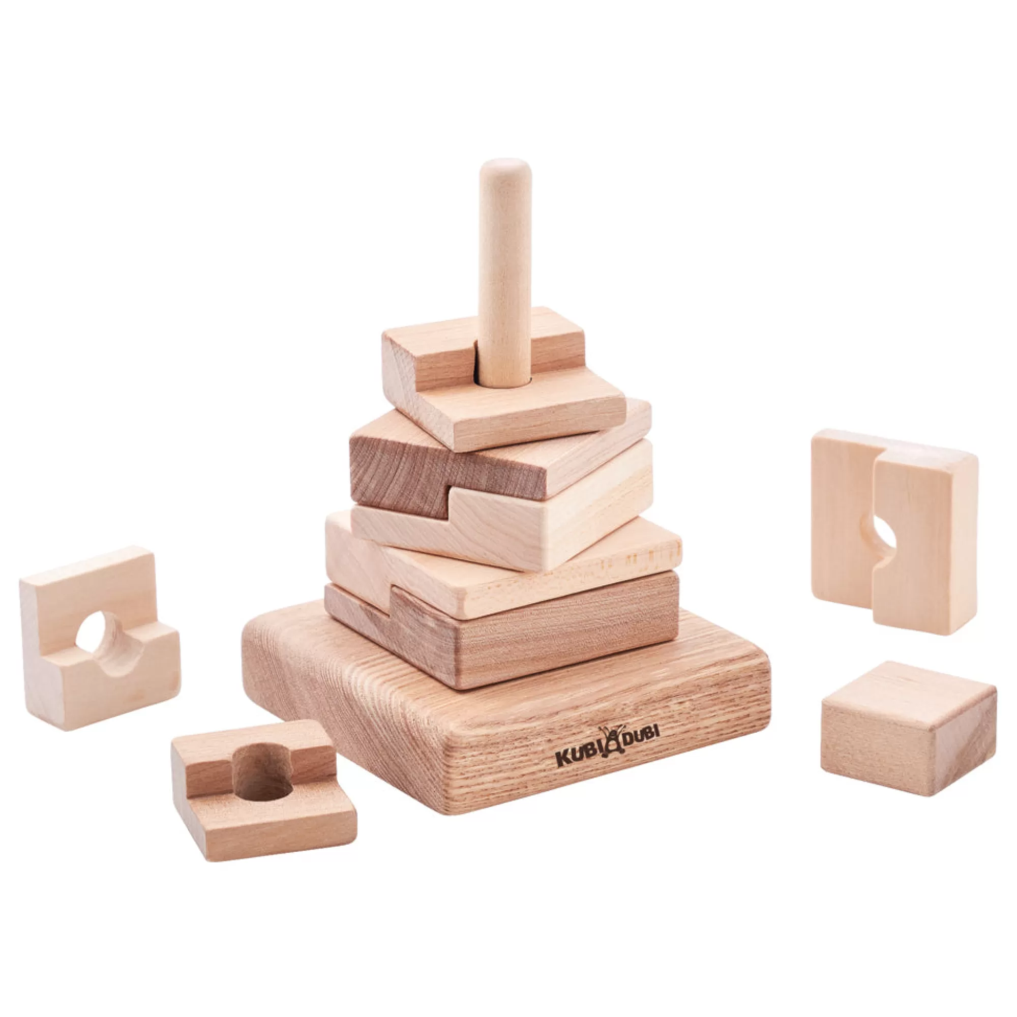 Kubi Dubi Montessori Toys-Wooden Stacking Pyramid - Techno