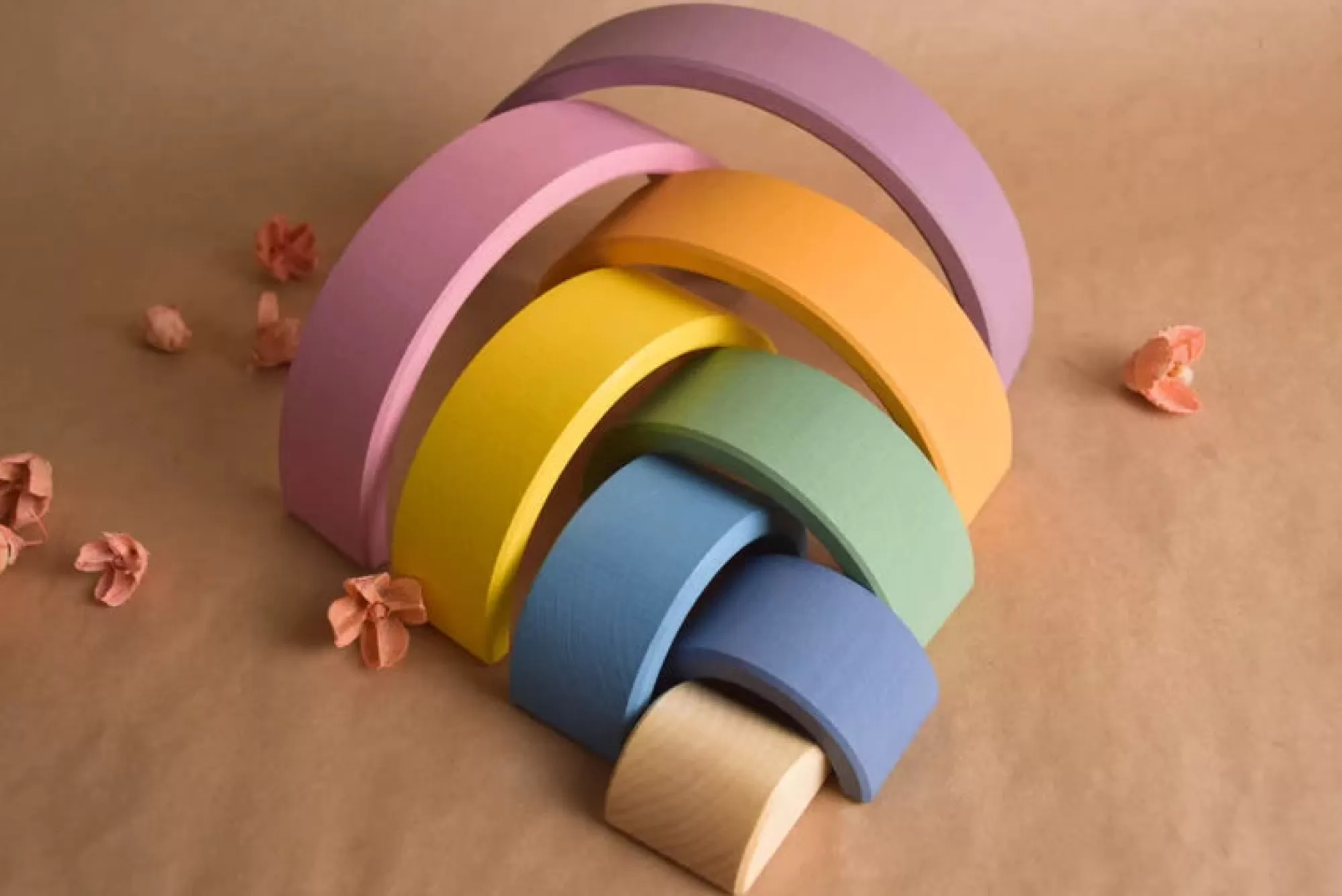 Wooden Educational Toy Arches & Rainbows-Wooden Stacking Rainbow - Pastel 8Pcs