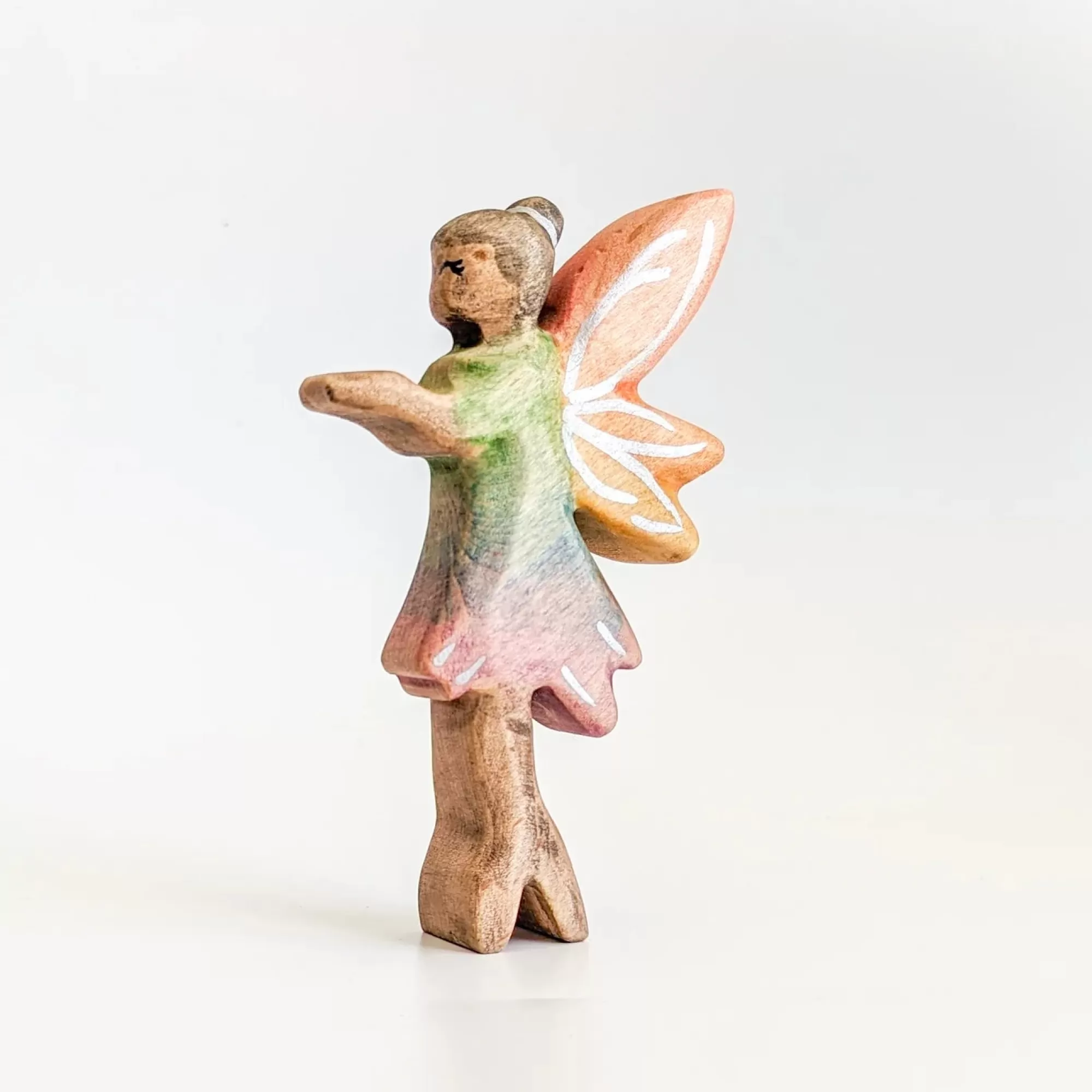 NOM Handcrafted Waldorf Inspired-Wooden Standing Fairy - Dark