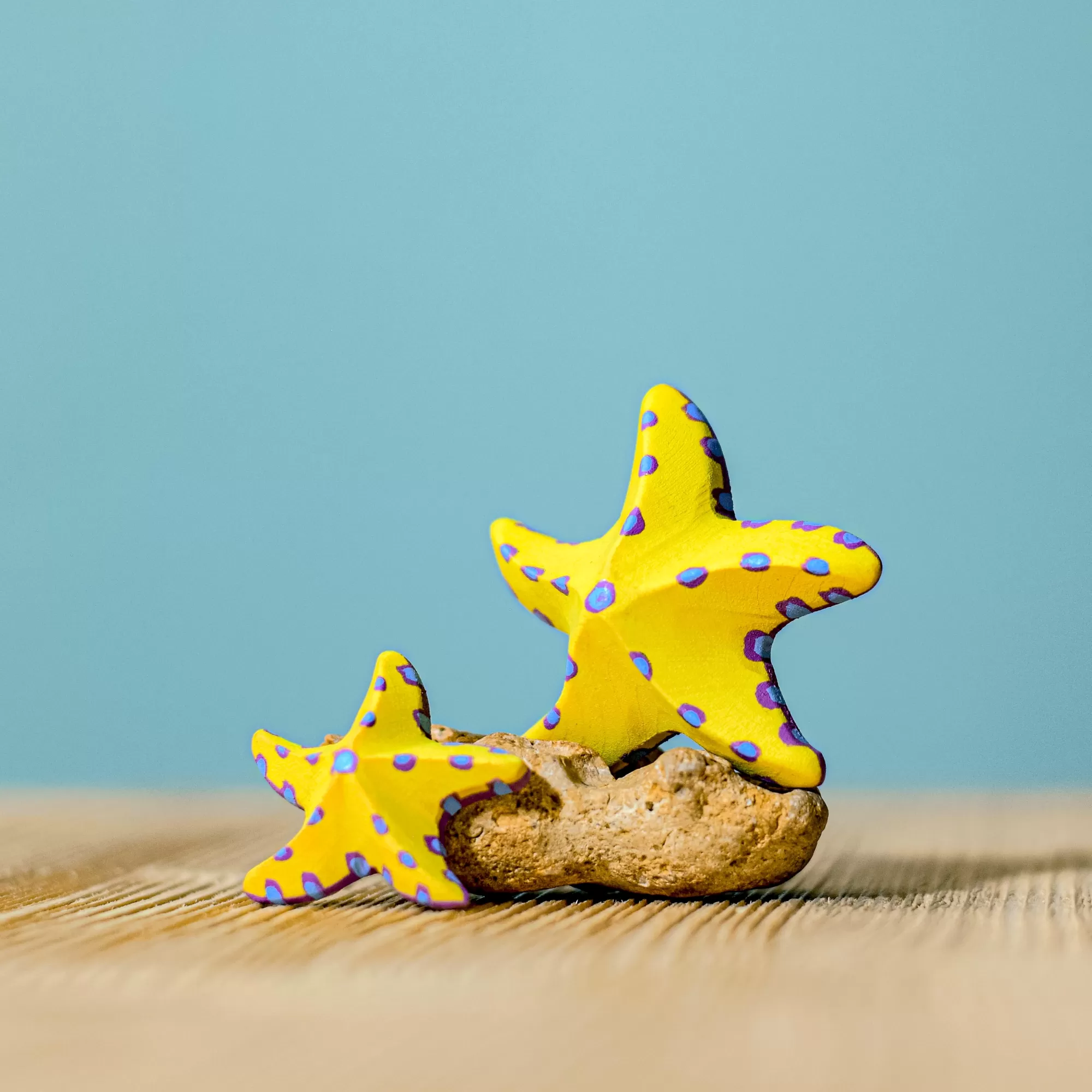 Bumbu Toys Sea Animals-Wooden Starfish Set - Yellow