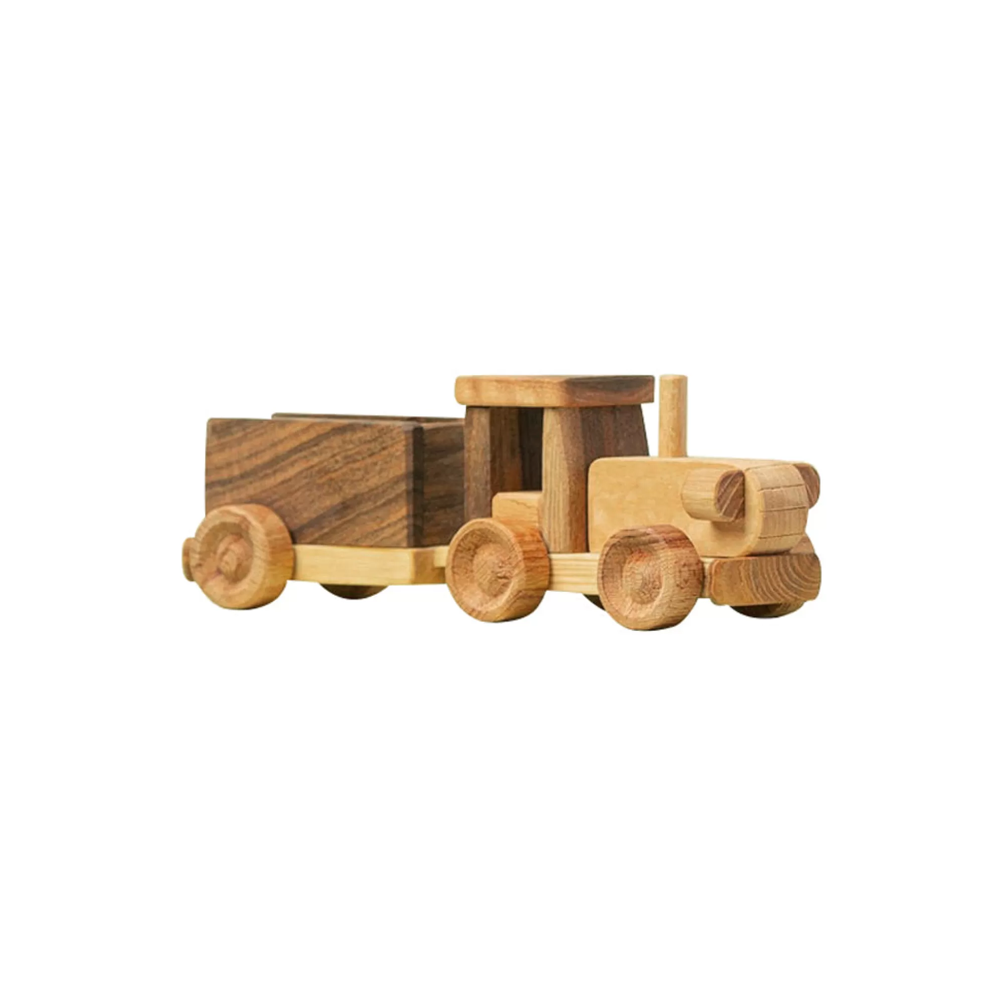 Kind Wood Pecker Tractors-Wooden Tractor With Trailer - Isobel