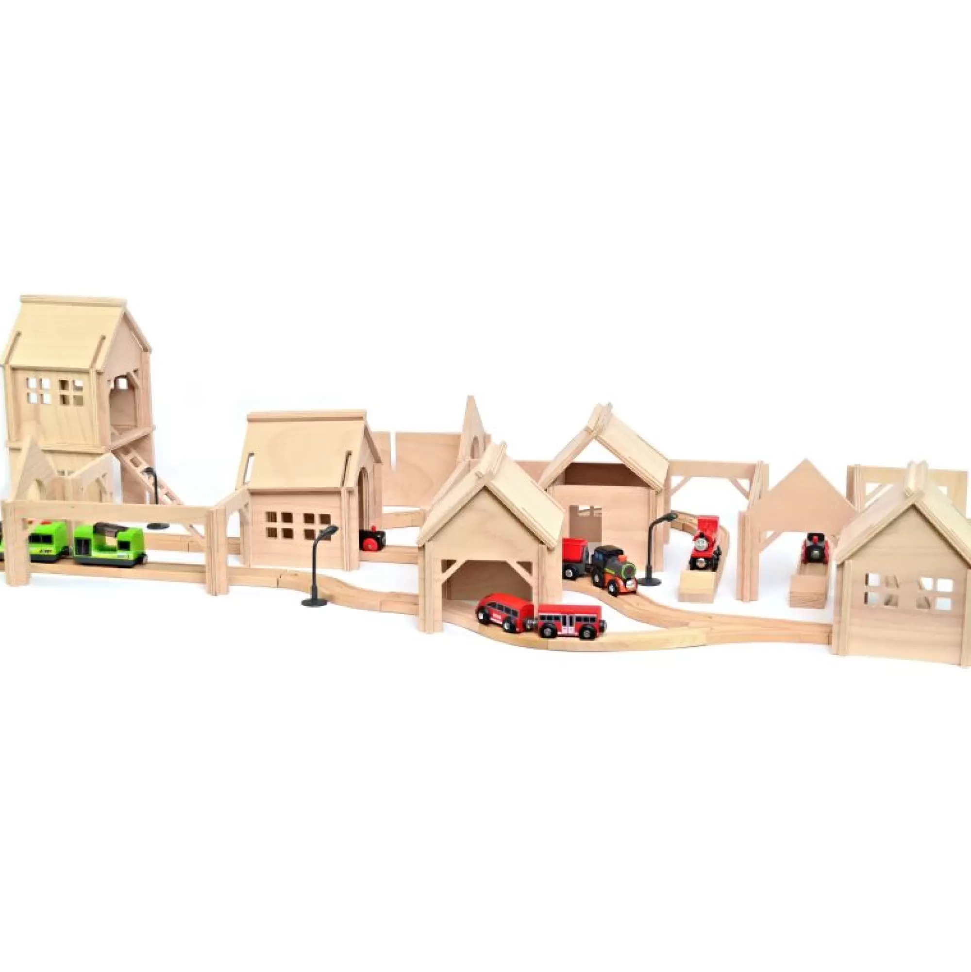 Domeczech Large Toys-Wooden Train Station & Village - Extra Large Set