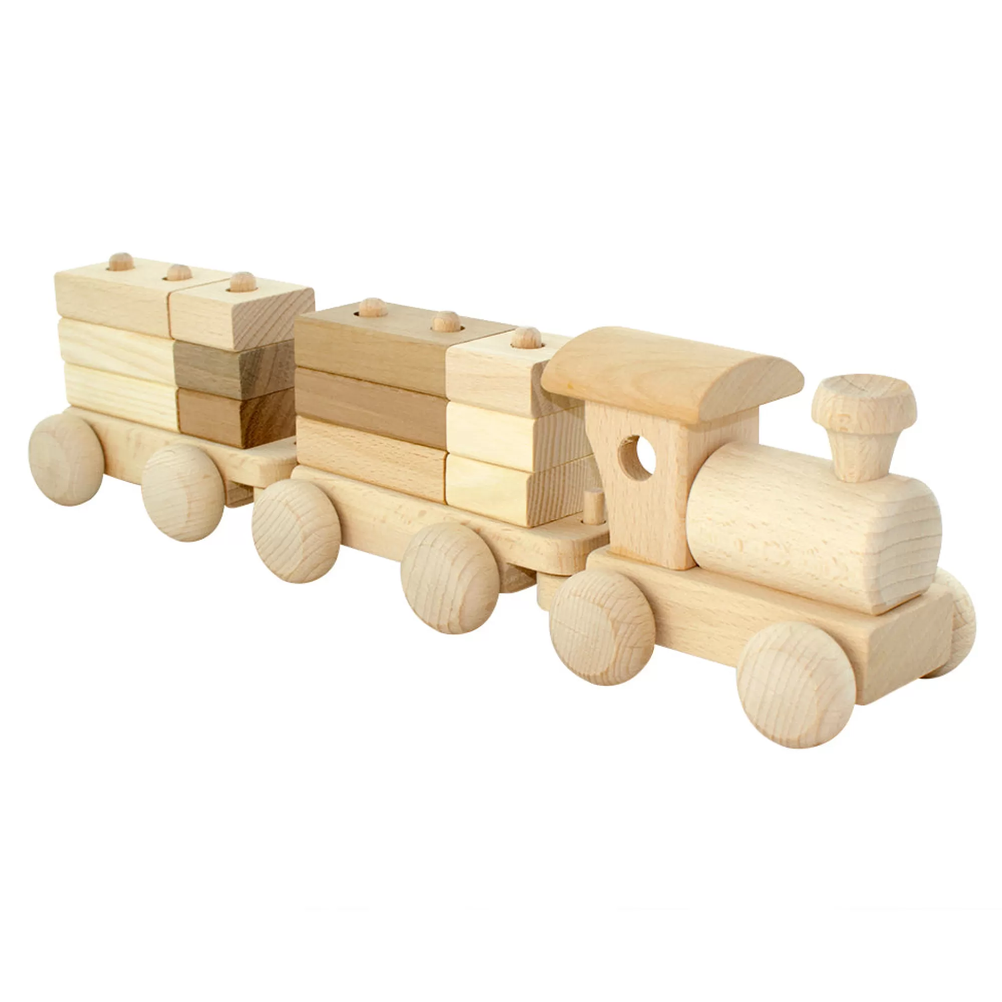 Jasio Stacking Toys-Wooden Train With Stacking Blocks - Esme