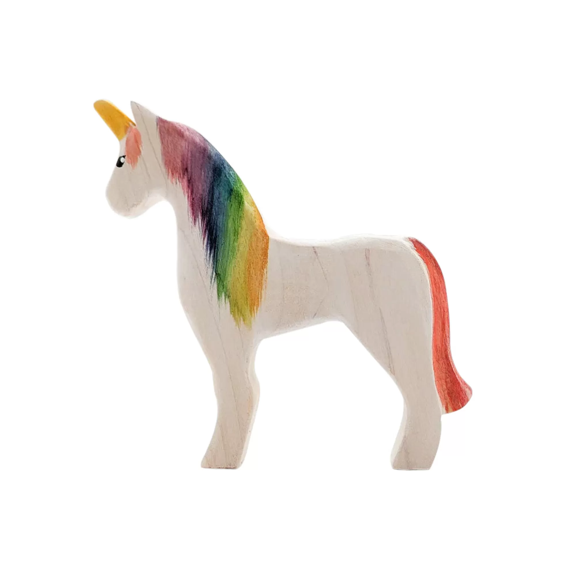 NOM Handcrafted Waldorf Inspired-Wooden Unicorn - Rainbow