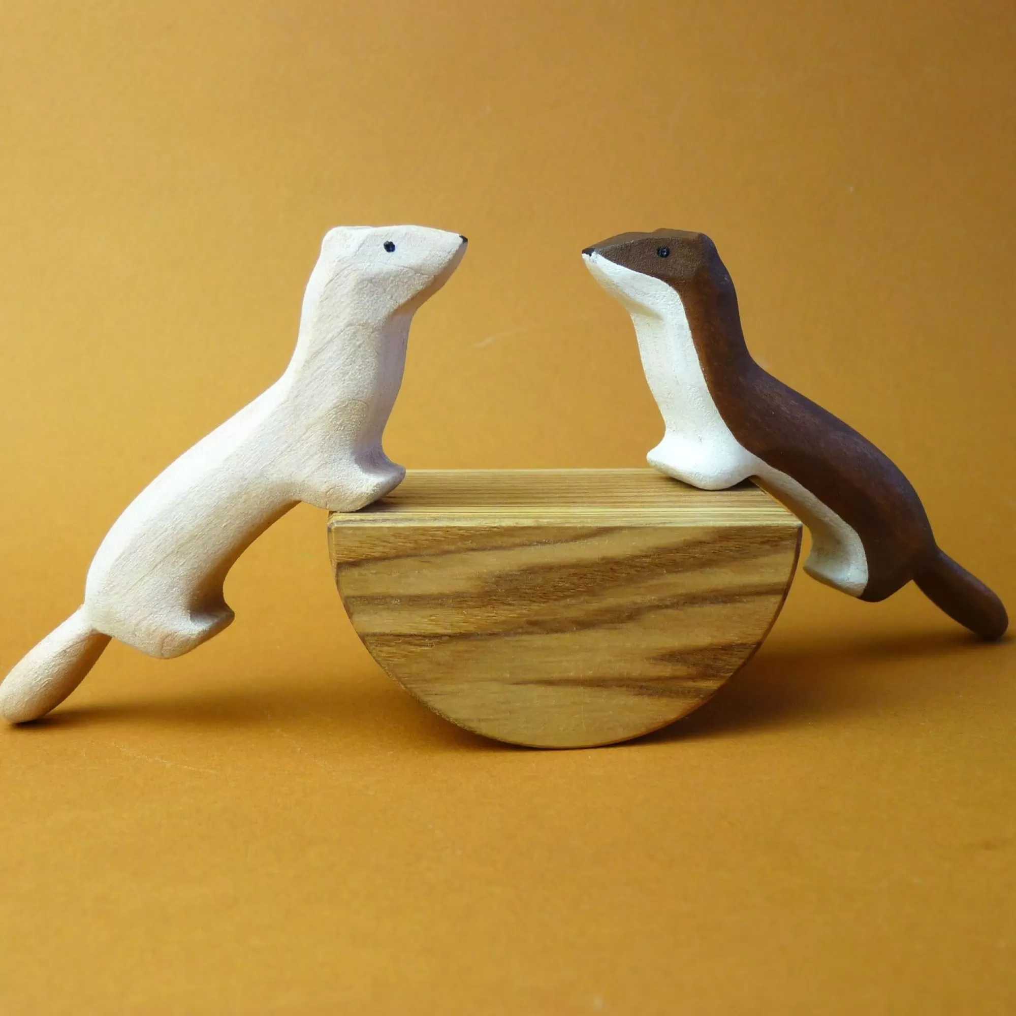 Forest Melody Waldorf Inspired-Wooden Weasel Set (2 Pieces)