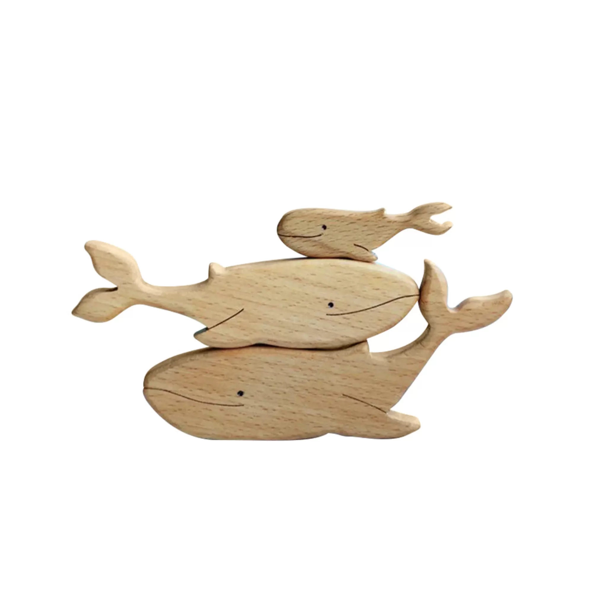 Oshkin Wooden Craft Sea Animals-Wooden Whale Family