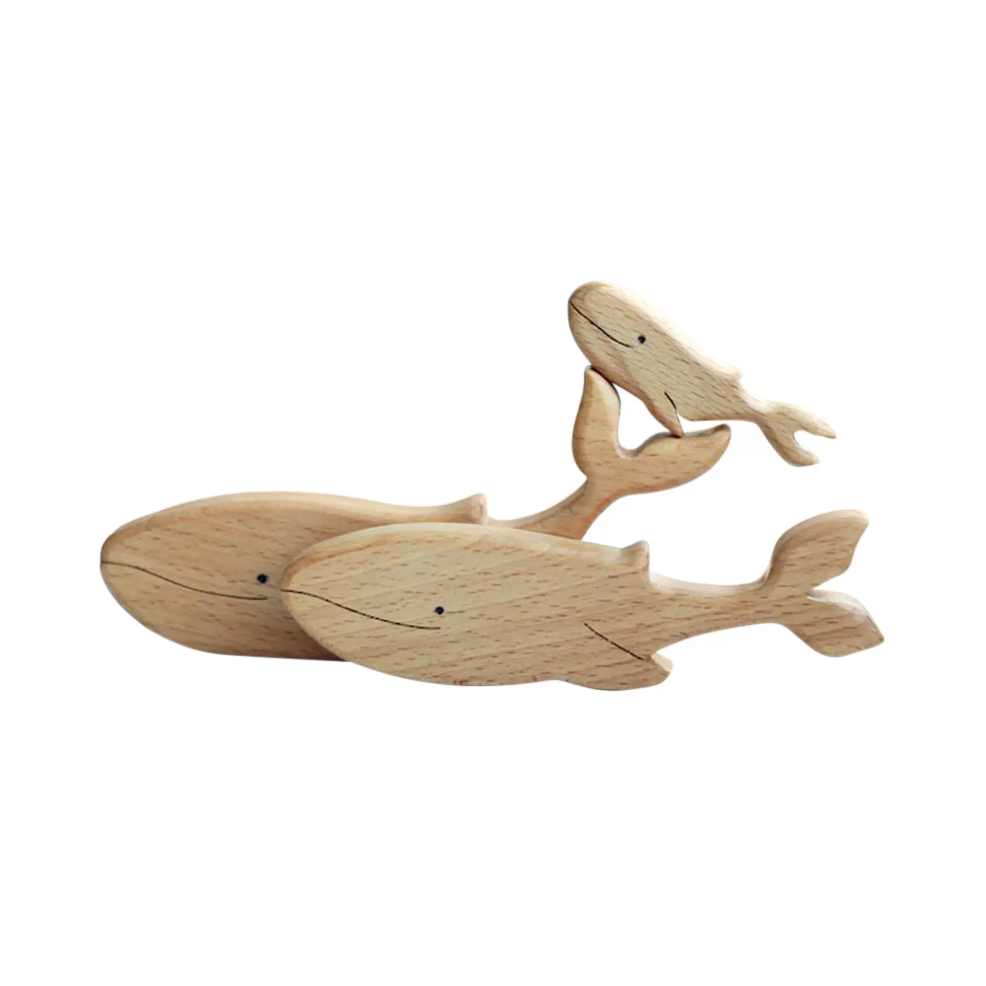 Oshkin Wooden Craft Sea Animals-Wooden Whale Family