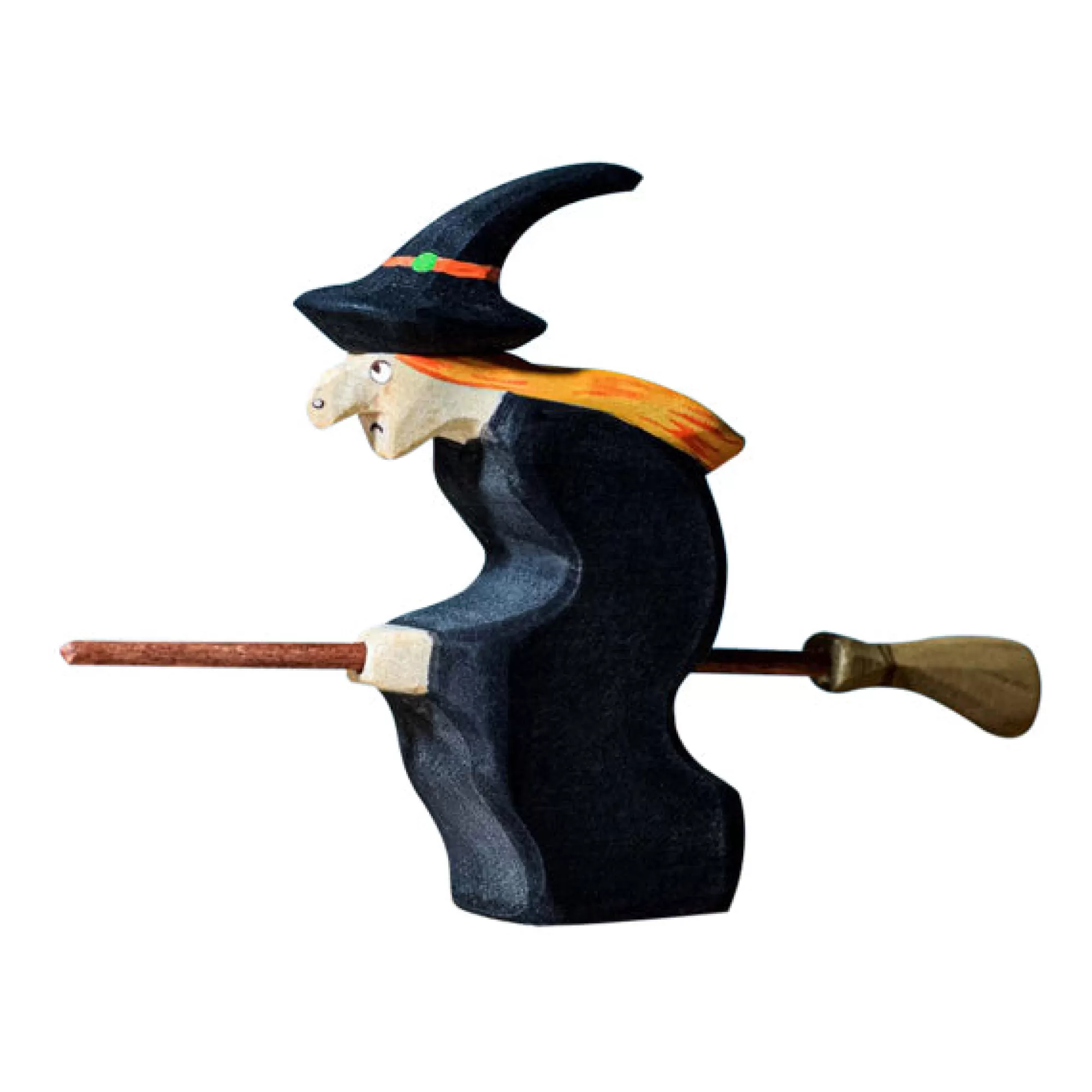 Bumbu Toys Waldorf Inspired-Wooden Witch With Broom