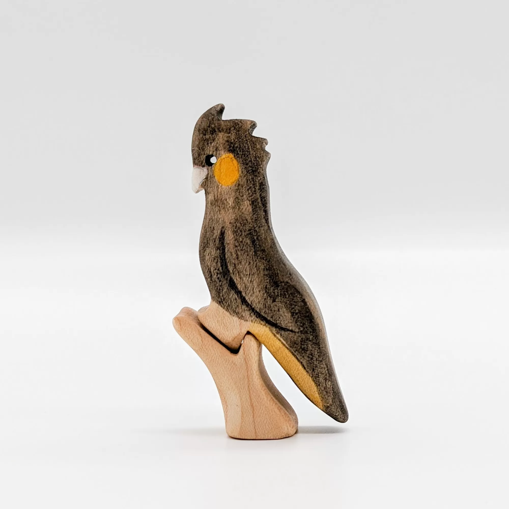 NOM Handcrafted Waldorf Inspired-Wooden Yellow-Tailed Black Cockatoo